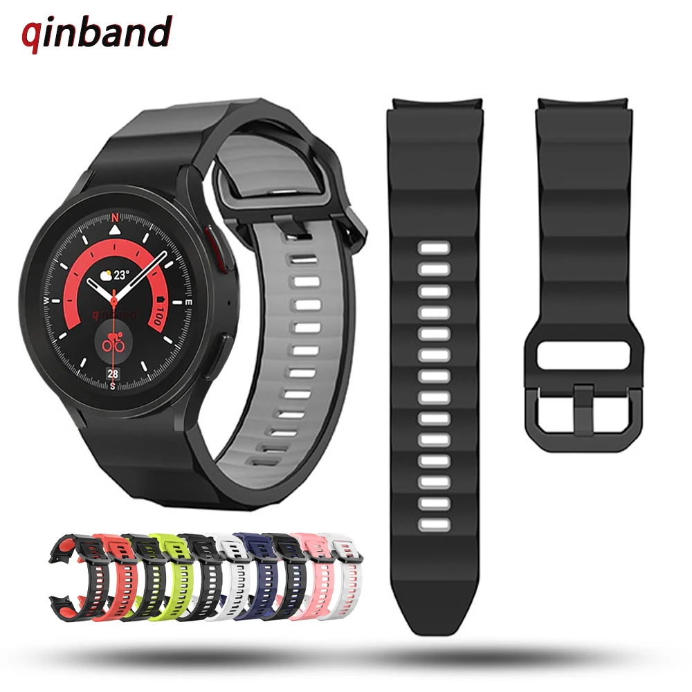 

Newest Two-color Sports Strap for Samsung Galaxy Watch 4 40mm 44mm No Gap Watch Band for Samsung Watch5 Pro Silicone Bracelet