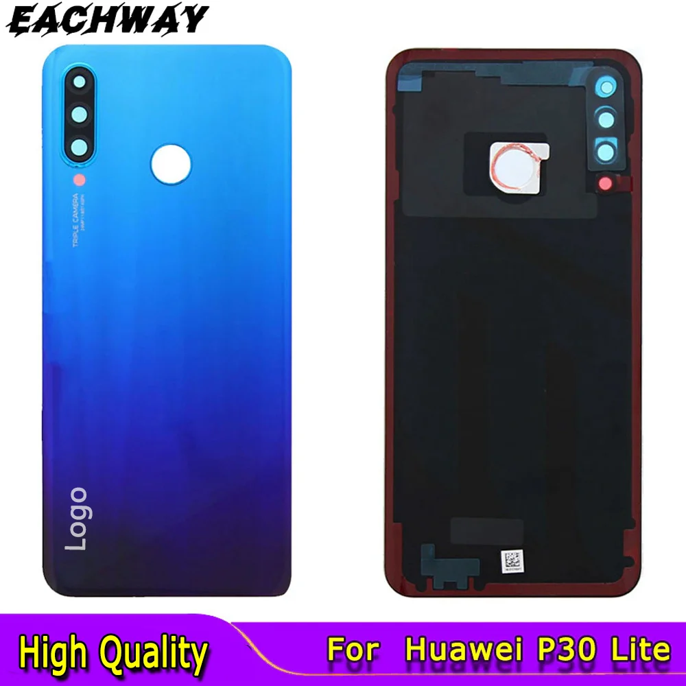 New Back Glass For Huawei P30 Lite Battery Cover Rear Door Housing Case +Camera Lens Huawei Nova 4e P30 Lite Battery Cover