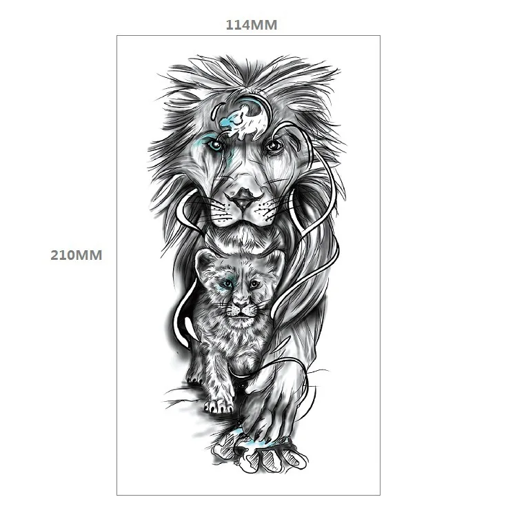 

Black Realistic Half Sleeve Lion Temporary Tattoos for Men Adults Tattoo Stickers Waterproof Tatoos Arm Body Decoration Women