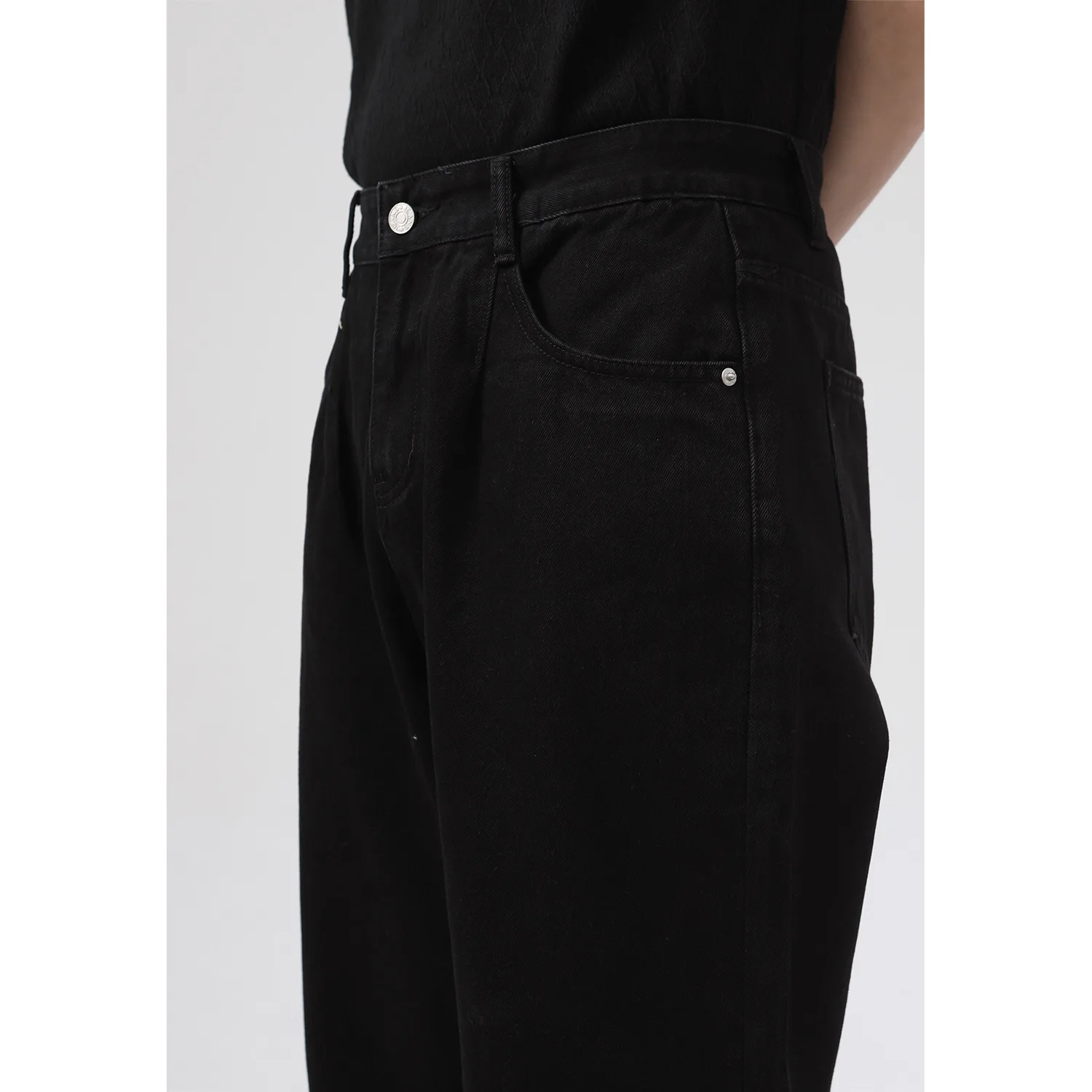 Four Seasons Men's Straight Loose Personality Straight Wash Black Jeans Men's Wide Leg Pants Fashion Streetwear Ins Hot Sale