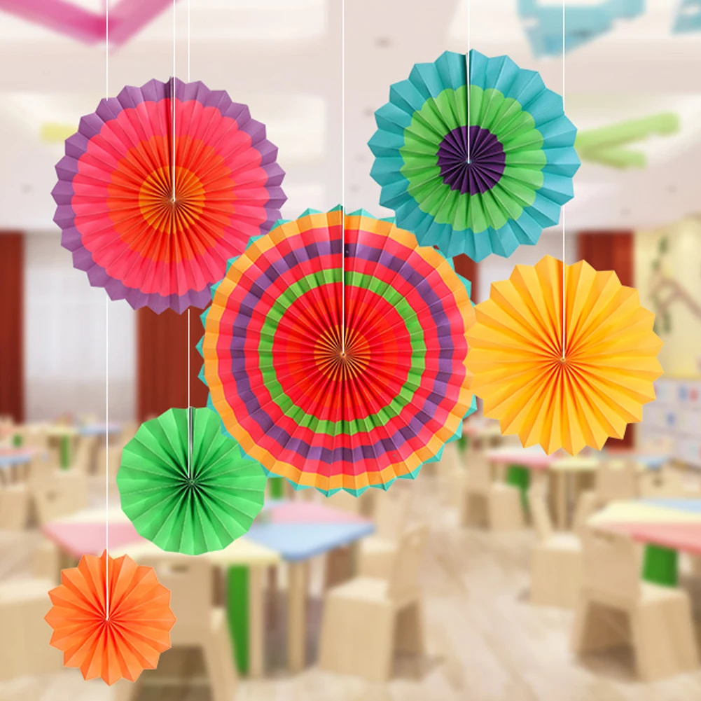 

6pcs/set Paper Fans Flowers for Wedding Festival Party Hanging Flower Decor Birthday DIY Craft Supply Party Decorations