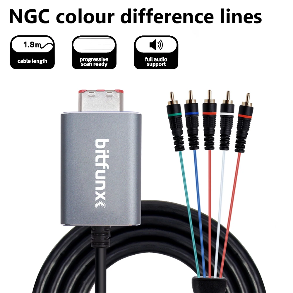 

Bitfunx Component Video 5RCA YPbPr Cable for Nintendo GameCube NGC Digital AV Output High Quality Image