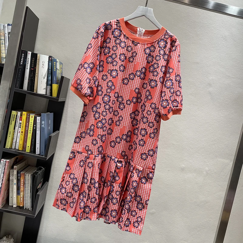 Женское винтажное платье с коротким рукавом свободное цветочным принтом в стиле