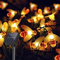 solar powered bee string lights outdoor waterproof honeybee fairy string lights for home garden park patios christmas decoration