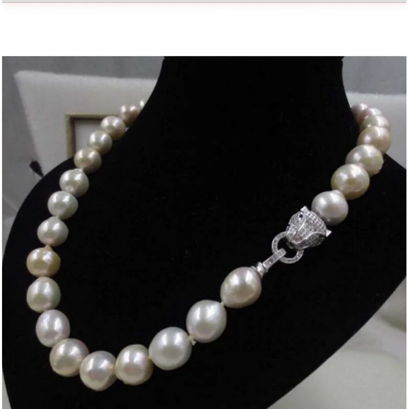 

NEW baroque 11-13mm FURROW Kasumi pearl nelace leopard head clasp