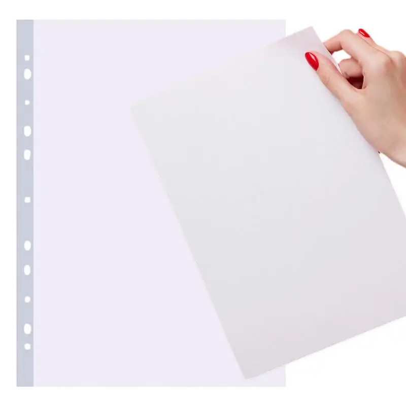 

Clear Sheet Protectors 11 Holes A4 Clear Binder Sleeves 11.89*9.17in Office Binder Supplies For 100 Pages Top Loading Protector