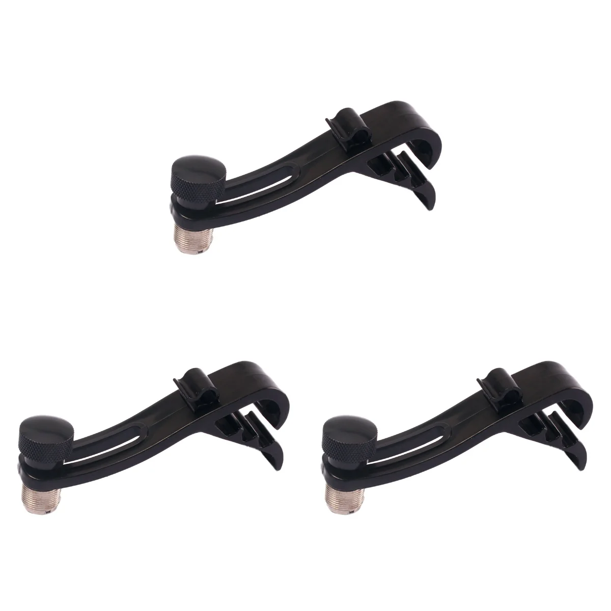 

3pcs Plastic Drum Mic Clamp Shockproof Adjustable Microphone Mic Clips Holder Rim Mount Kit Hard Groove Gear (Black)
