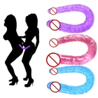 Мягкий желеобразный фаллоимитатор, двойной длинный пенис, большой член, вагинальная Анальная пробка для женщин, U-образный гибкий фаллоимитатор