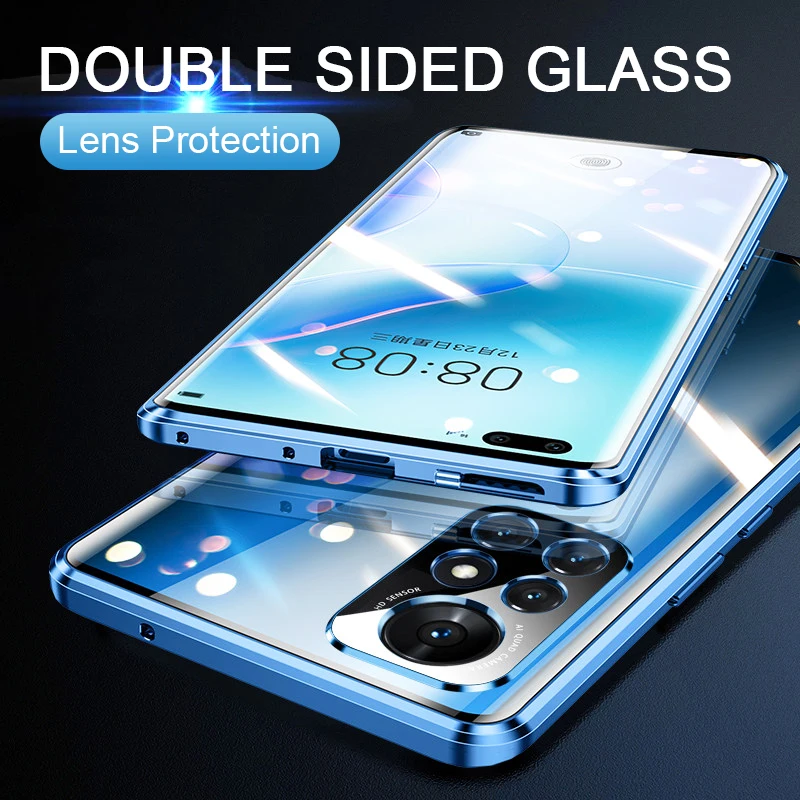 

Explosion-proof Double-sided tempered glass case lens protective For Huawei nova 9 Pro 8 7 6 5 SE 360 Magnetic Adsorption cover