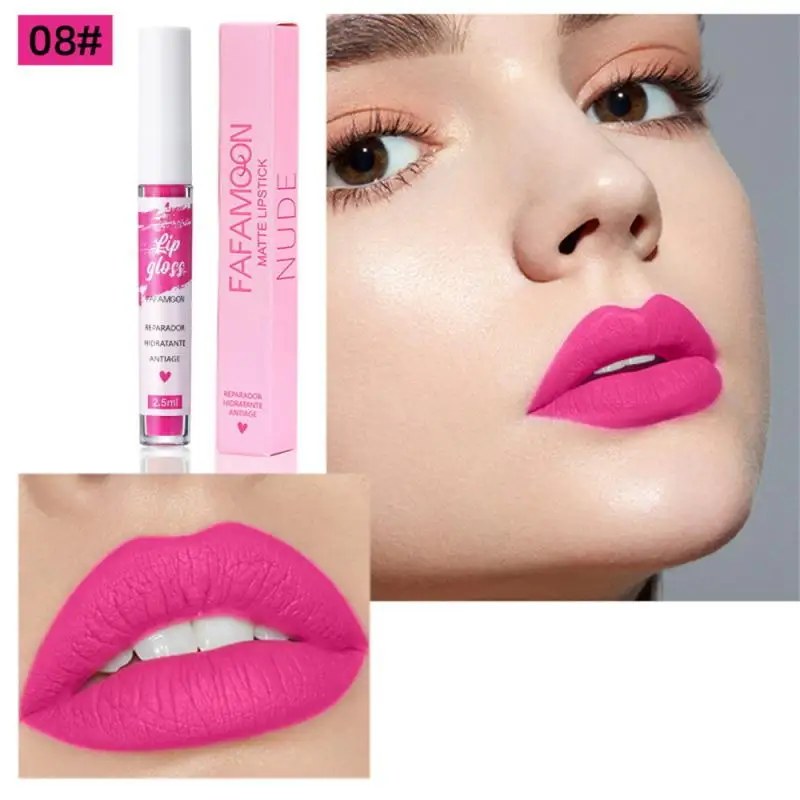 

FAFAMOON Non-stick Cup Lip Glaze Matte Fog Surface Liquid Non-stick Cup Non-fading Lip Gloss Multi-color Lip Makeup Beauty Cosme