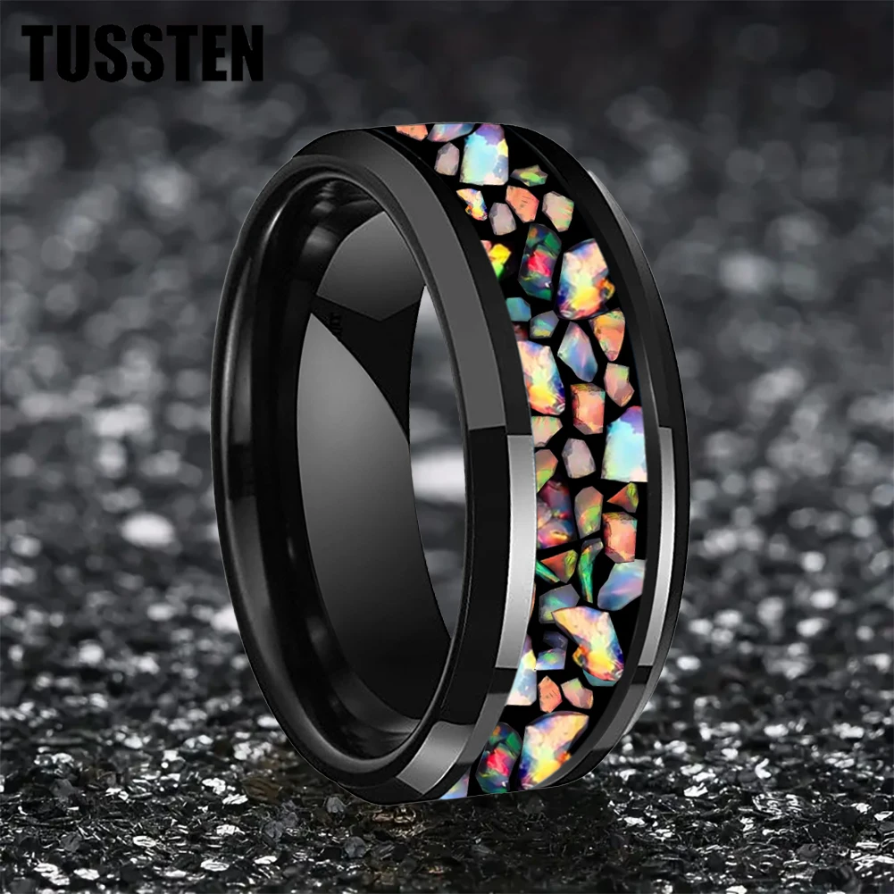 Кольцо TUSSTEN из полированного черного вольфрама для мужчин и женщин обручальное