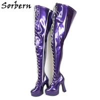 sorbern purple 12cm block heel boots unisex 75 80cm crotch thigh high platform custom super long leg cosplay drag queen shoes