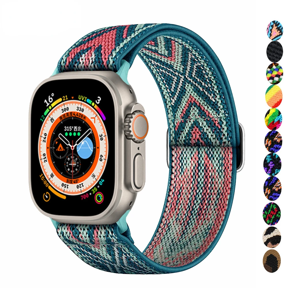

Scrunchie Strap for Apple watch band 40mm 44mm 41mm 45mm 38mm 42mm 49mm Elastic Nylon bracelet iWatch series 7 se 6 5 3 Ultra 8