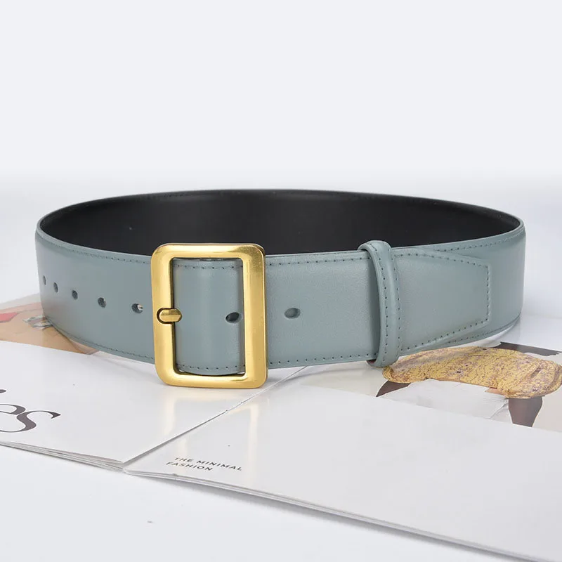 Fashion Designer Wide Belts Women Belt High Quality Cowskin Casual Women Luxury Brand Skirt Solid Color Pin Buckle Strap LB2309