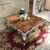 european style solid wood tea table pasted with wooden skin square large tea table luxury high end villa living room furniture