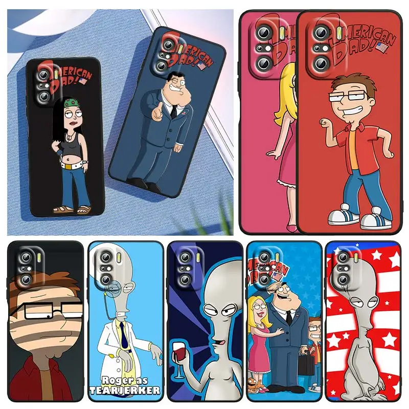 

Cartoon American Dad For Xiaomi Redmi Note 10S 10 K50 K40 Gaming Pro 10 9AT 9A 9C 9T 8 7A 6A 5 4X Black Soft Phone Case