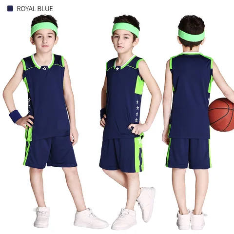 Дешевые комплекты баскетбольной униформы из полиэстера для мальчиков, детская баскетбольная Джерси, летняя дышащая баскетбольная рубашка для детей W2066
