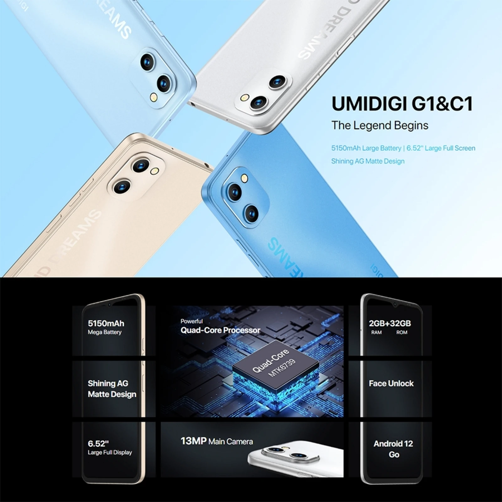 Global Version UMIDIGI C1/G1 6.52