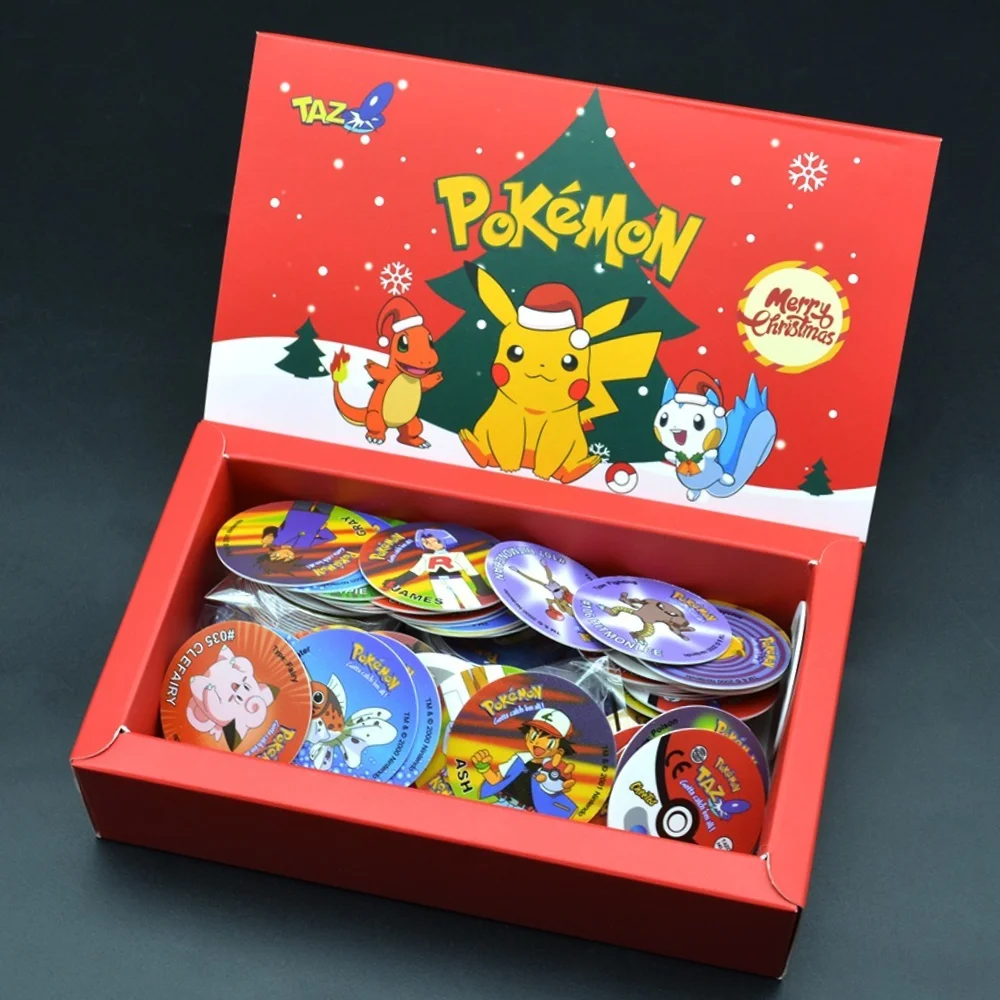 

Pokemon Pikachu Tazos Box Plastic Pogs Round Stroke Trainer ASH Collection Game Card Cheetos Antiguos Chipitaps 1st Edition Gift