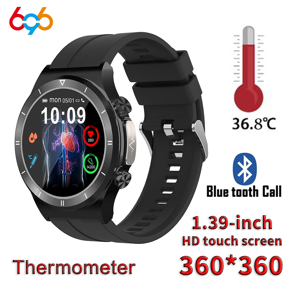 

New Men Temperature ECG Blood Sugar Health Monitoring Smart Watch Sports Fitness Blue Tooth Call Bracelet Women 2023 Smartwatch