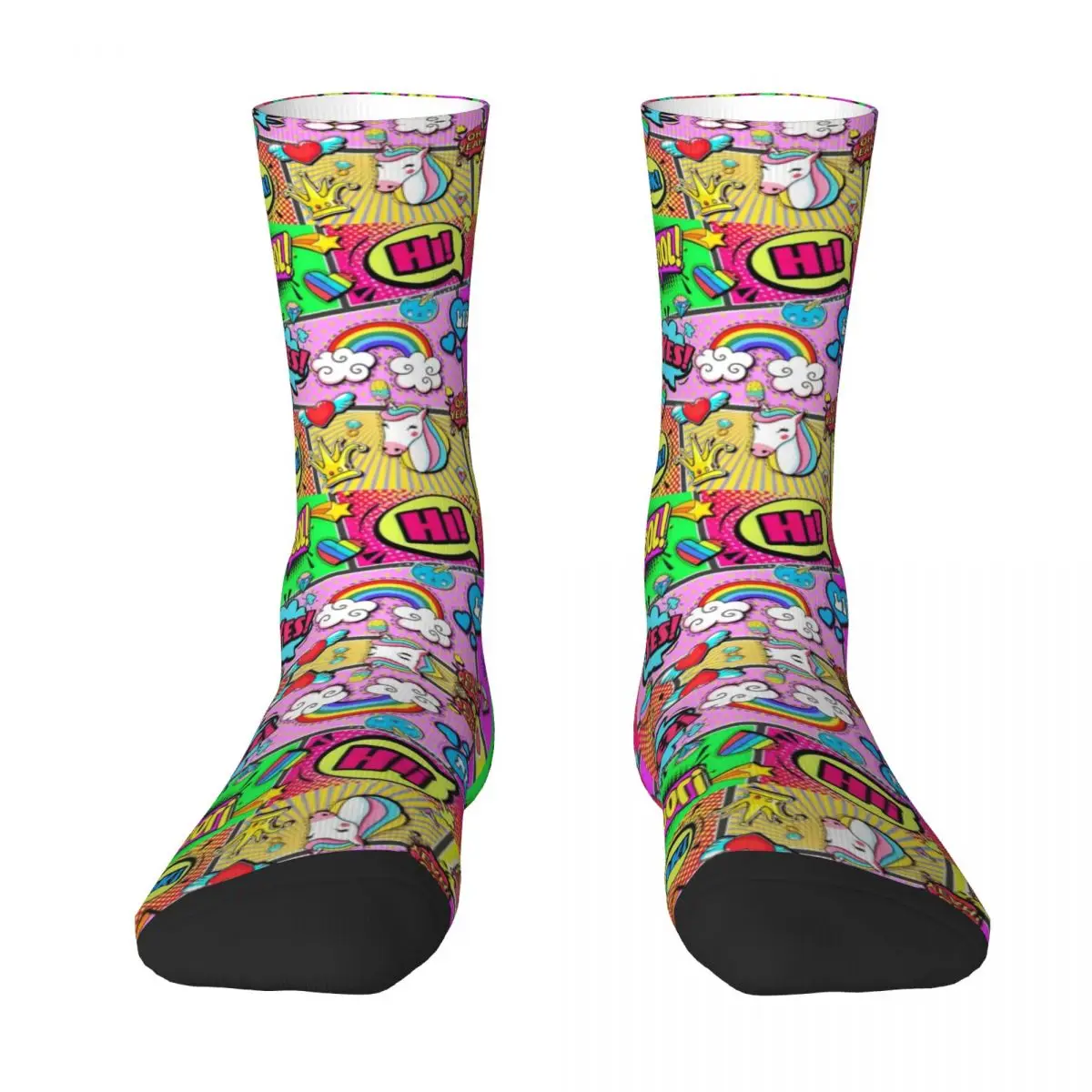 

Graphic Panels Crazy Colorful Girly Comic Book Pop Art Adult Socks The Best Buy Blanket roll Compression Socks Cool
