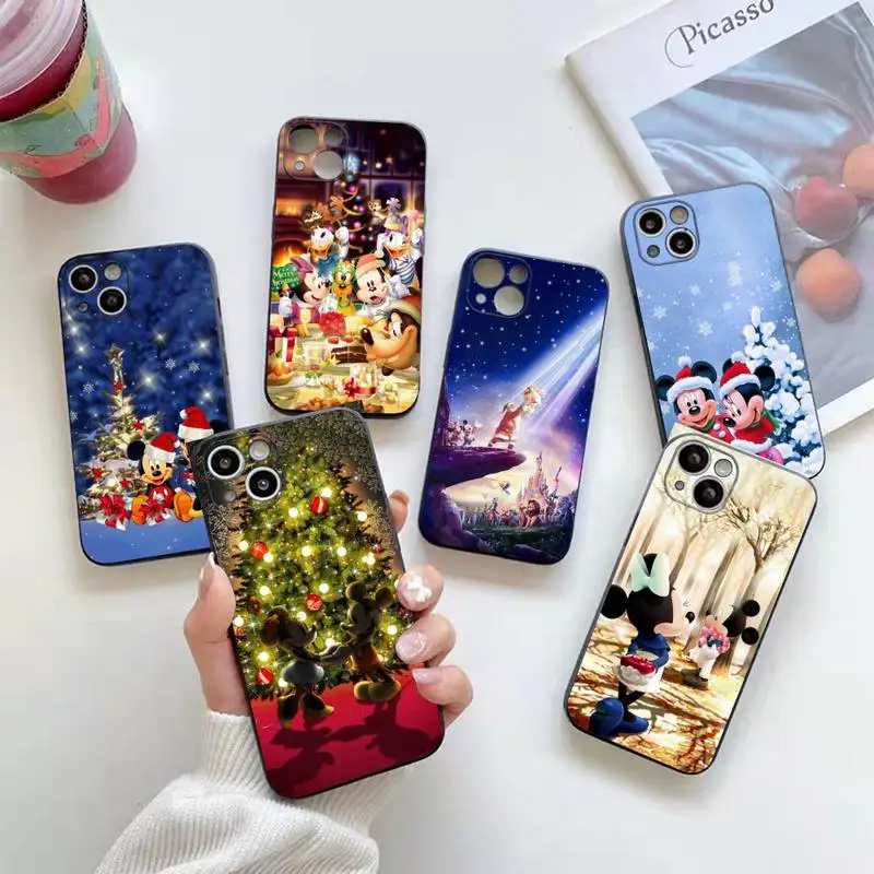 

Disney Merry Christmas Mickey Minnie Phone Case For iphone 14 Plus 13 12 Mini 11 Pro XS Max X XR Cover