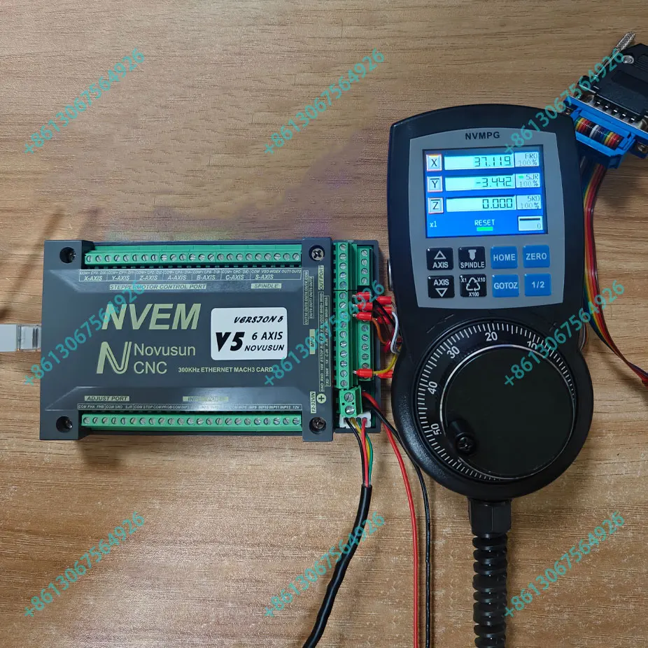 Фото Комплект контроллера NVEM V5 NC Mach3 Система управления движением 3/4/5/6-осевая карта управления и цифровой дисплей 6-осевой маховик дисплея №4