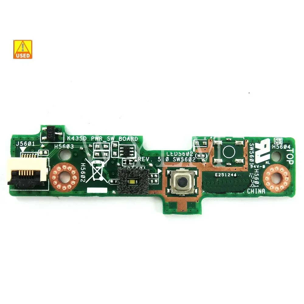 

Б/у плата K43SD_PWR_SW для Asus A43S P43S X43S K43S K43SD K43SV K43E K43SJ K43SM плата переключателя питания