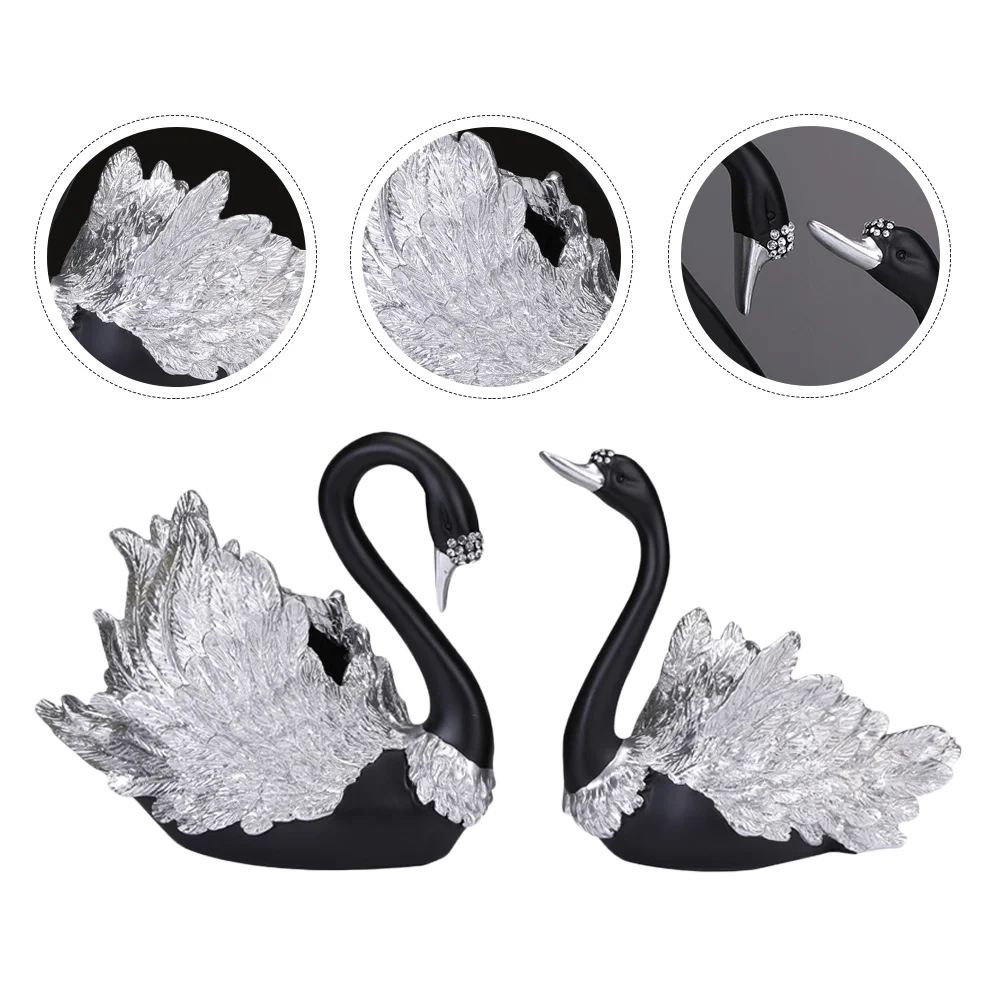 

1 Pair Resin Swan Lover Adornment Minimalist Home Decoration Desktop Ornament