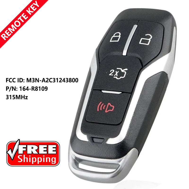 

DIYKEY M3N-A2C31243800 4 кнопки 315 МГц ID49 для Ford Edge Explorer Fusion Mustang 2015 2016 2017 дистанционный брелок