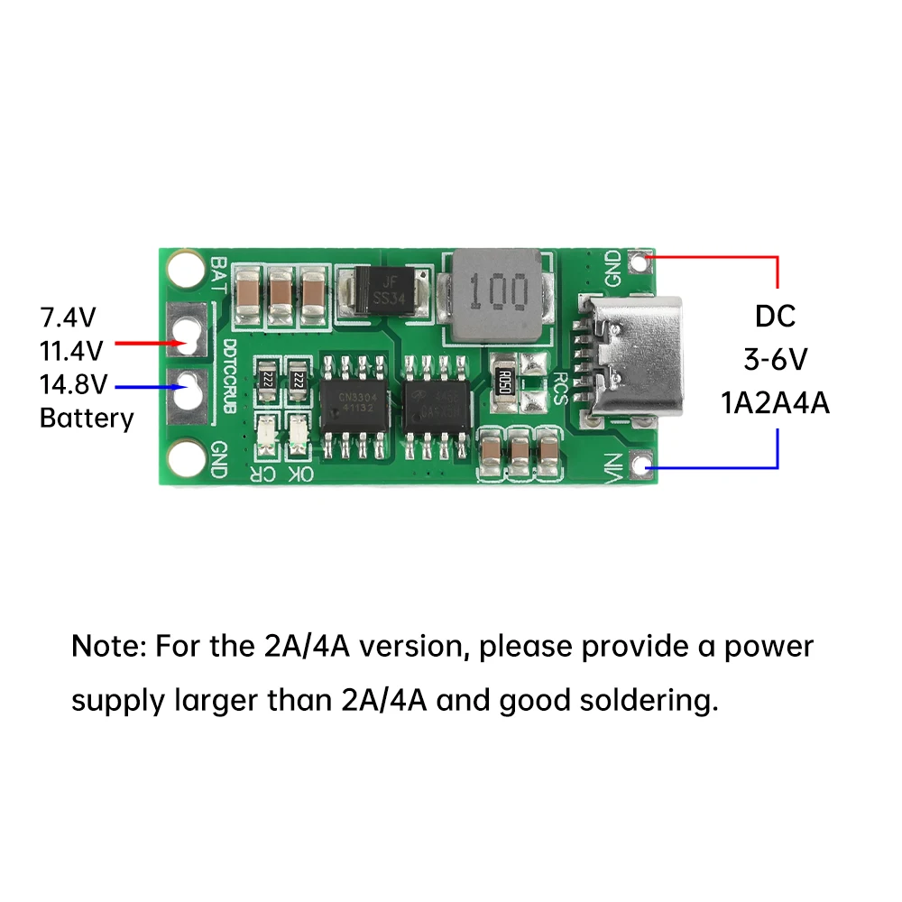 Мультиэлементное 2S 3S 4S1A/2A/4A Type-C до 8 4 В 12 6 16 повышающее литий-полимерное