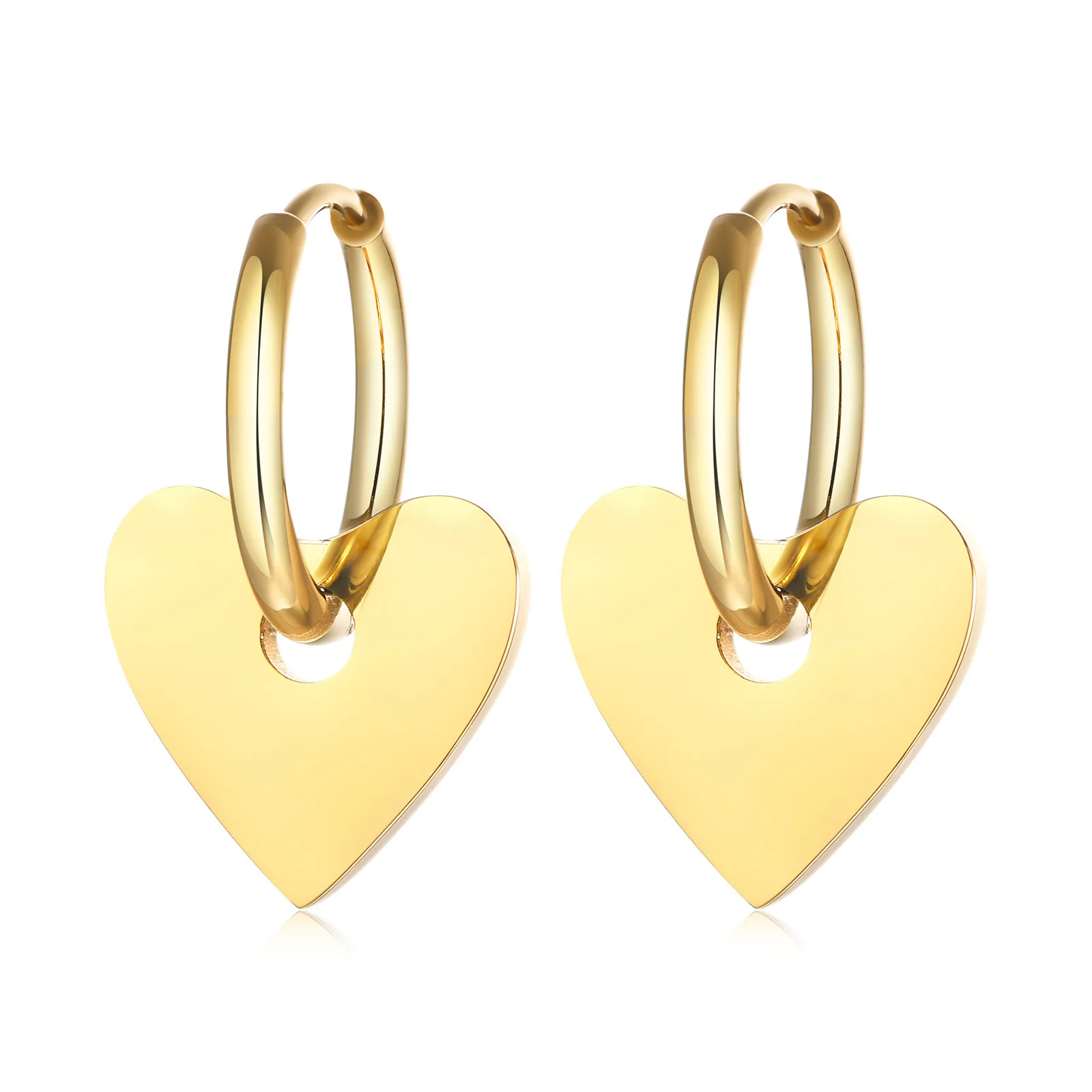 

Fashion Hot Women Female Personality Trendy Exaggerated Color Gold Stainless Steel Heart-shaped Earrings Jewelry