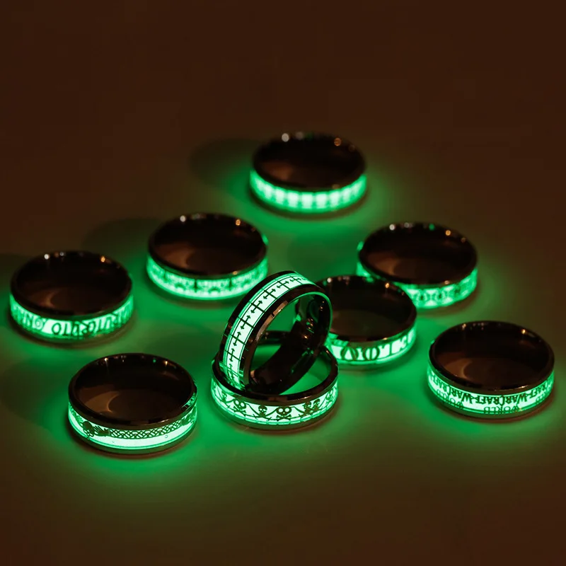 

Stainless Steel Jewelry Fluorescent Luminous Ring Animal Texture Personality Fashion Jewelry Accessories for Women and Men