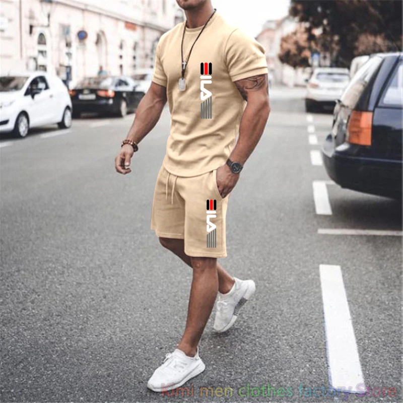 Tracksuit Jogging suit Brand Print TShirts Shorts Sets Cotton Set Men Oversized 2 Piece Outfits Sets for Men Summer Streetwear