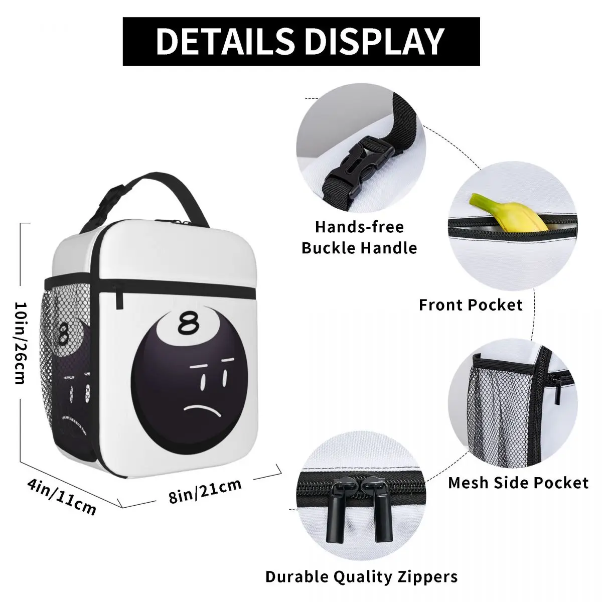 8ball Bfdi Сумки для обеда Изолированная сумка Портативная коробка бенто Герметичные