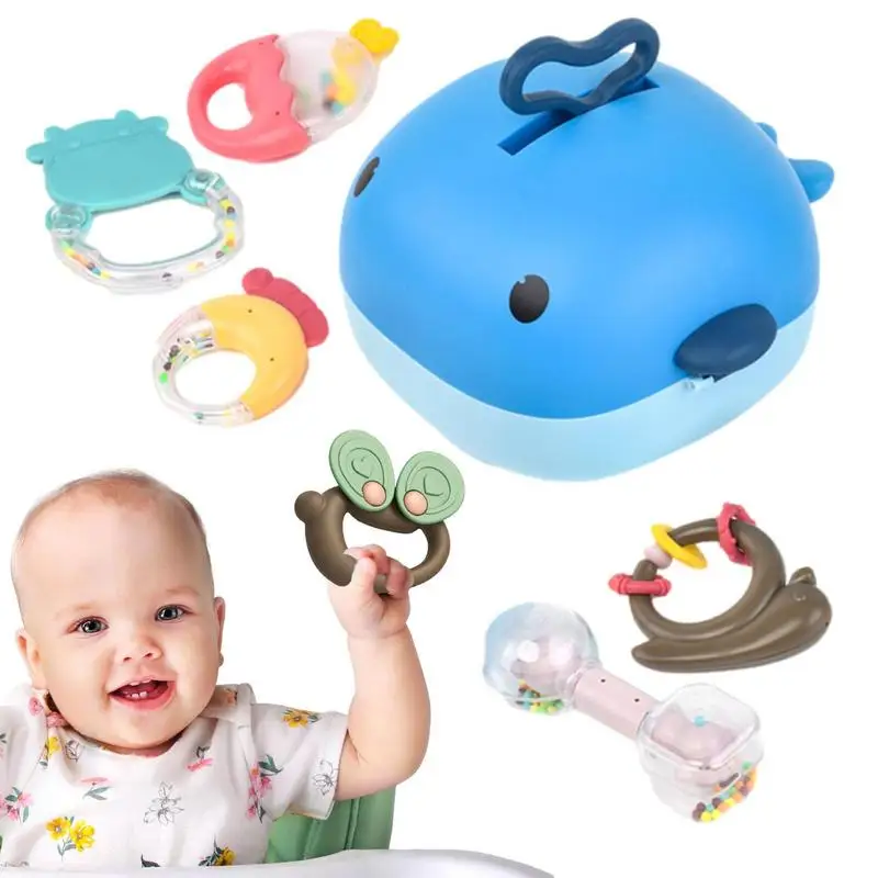 

Baby Rattle Teething Early Educational Toys Cartoon Animal Training Gifts Set For 6 To 12 Months Newborn Baby Infant Boys Girls