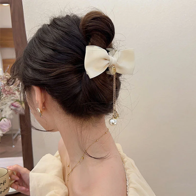 

Korean Fashion Bow Hair Grab Barrette Elegant Pearl Tassel Hair Clip Hairpins Hairgrips Headwear For Women Hair Accessories Gift