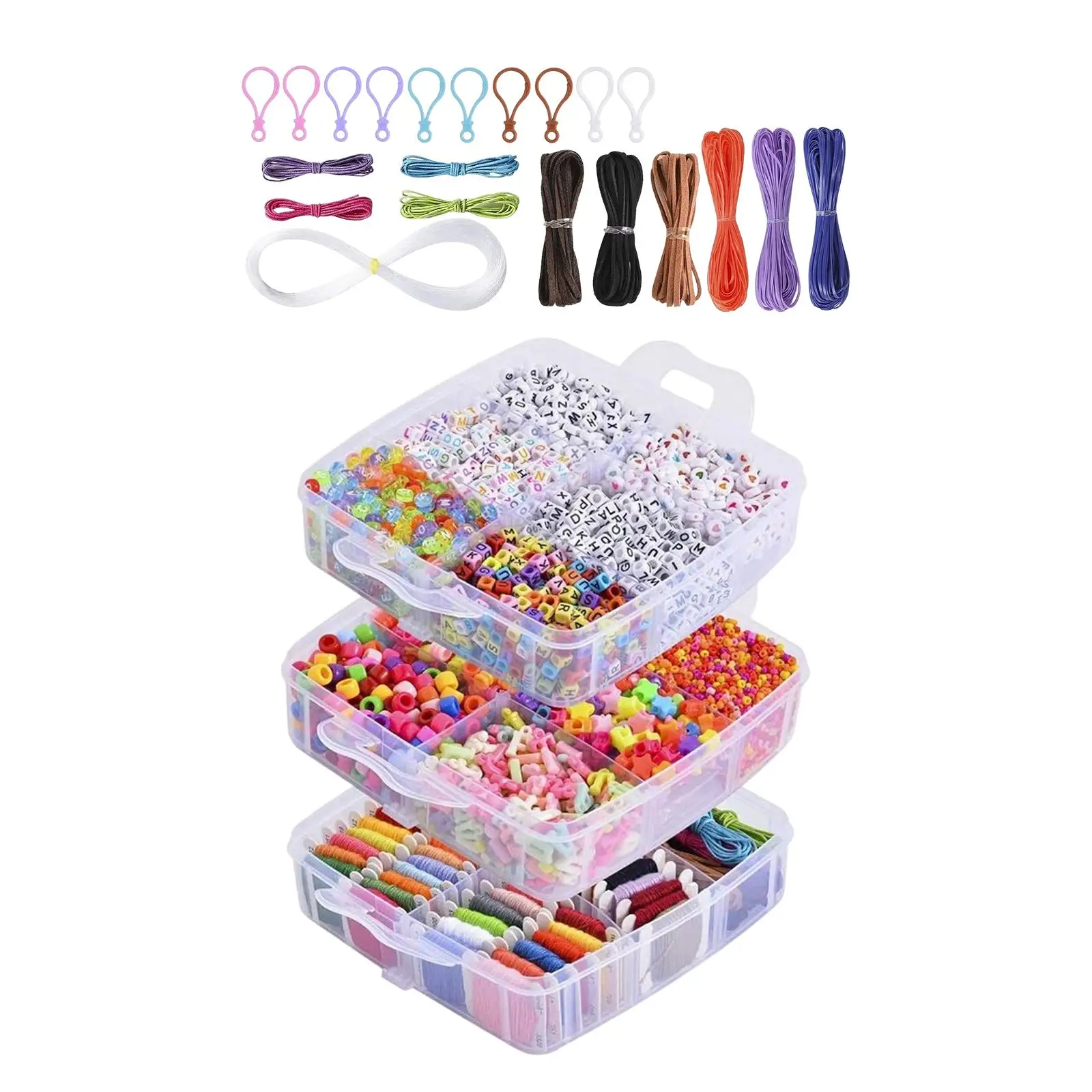 

5000x Beads Tool Set Organizer Supplies Accessories Thread Storage Case Keychain rope Making for Necklace Bracelets Kids
