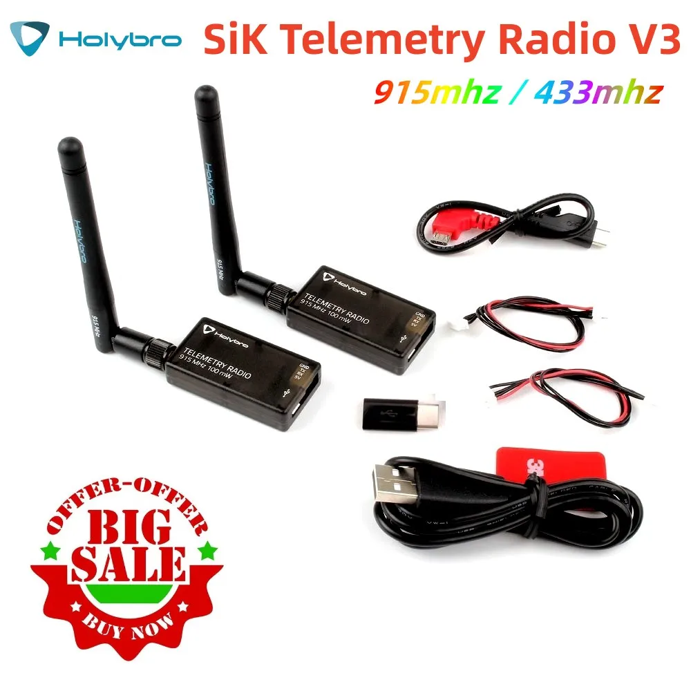 HolyBro 433 МГц 915 100 мВт трансивер SiK телеметрическая радиоустановка V3 для контроллера