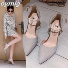 Туфли женские с острым носком, высокий каблук-шпилька, повседневные сандалии с пряжкой, однослойная обувь, весна-лето 2022