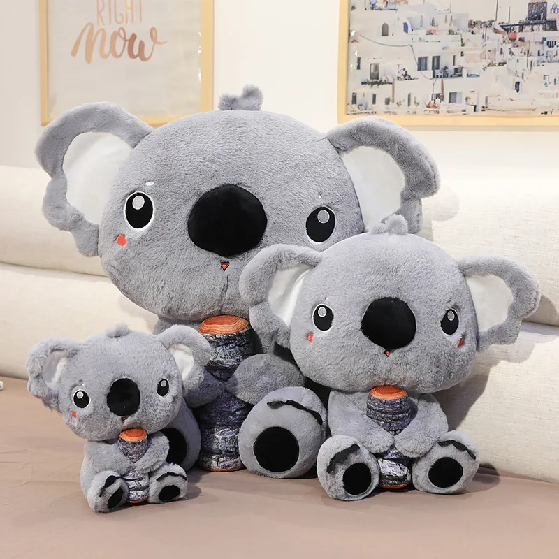 

Cute Plush Koalas Toy Stuffed Animal Koala Hold Tree Stump 30cm 45cm 70cm Koala Plush Pillow Kids Toys Gift