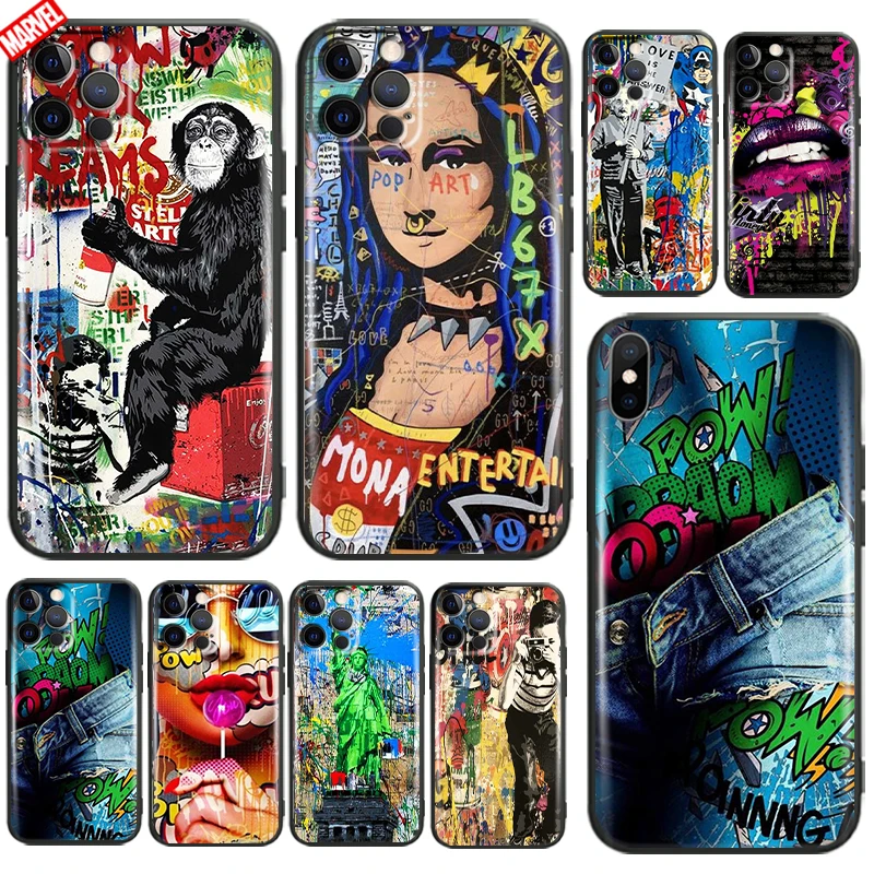 

Street Graffiti Oil Painting For Apple iPhone 11 12 13 Pro Max 12 13 Mini X XR XS Max SE 6 6S 7 8 Plus Phone Case Carcasa Soft