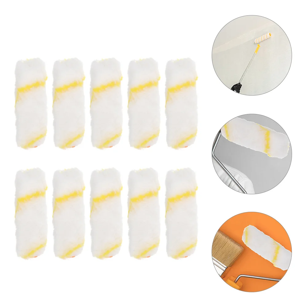 

10 Pcs 4 Inch Roller Naps Roller Brush Refill House Roller Sleeve Polyester Microfiber Roller Covers
