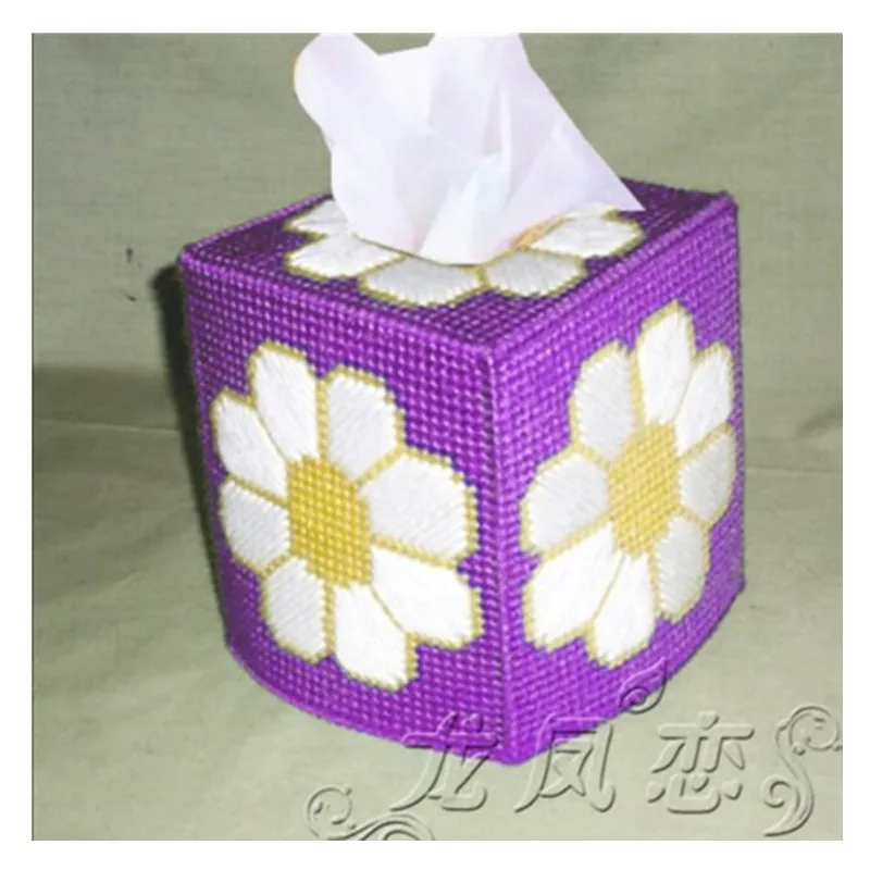 

12x12x14cm Big flower carton storage tissue box embroidery kit DIY handmade craft set Crocheting knitting needlework supplies