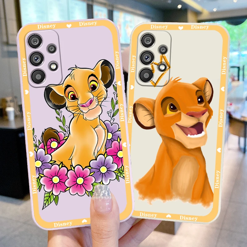 

Phone Case For Samsung Galaxy A73 A53 A33 A52 A32 A22 A71 A51 A21S A03S A50 5G Disney The Lion King Art Liquid Rope Cover