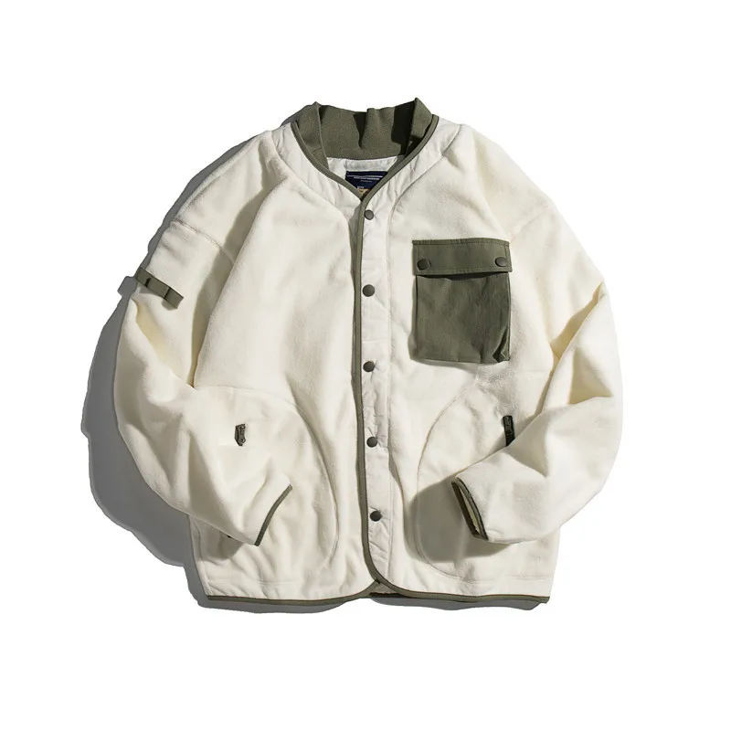 

Большая карманная цветная подходящая куртка-карго, мужская уличная куртка для треккинга, скалолазания, путешествий, свободная брикет из ягненка