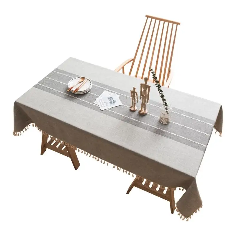 

Скатерть для стола с кисточками и полосками, скатерть для кухни, обеденвечерние