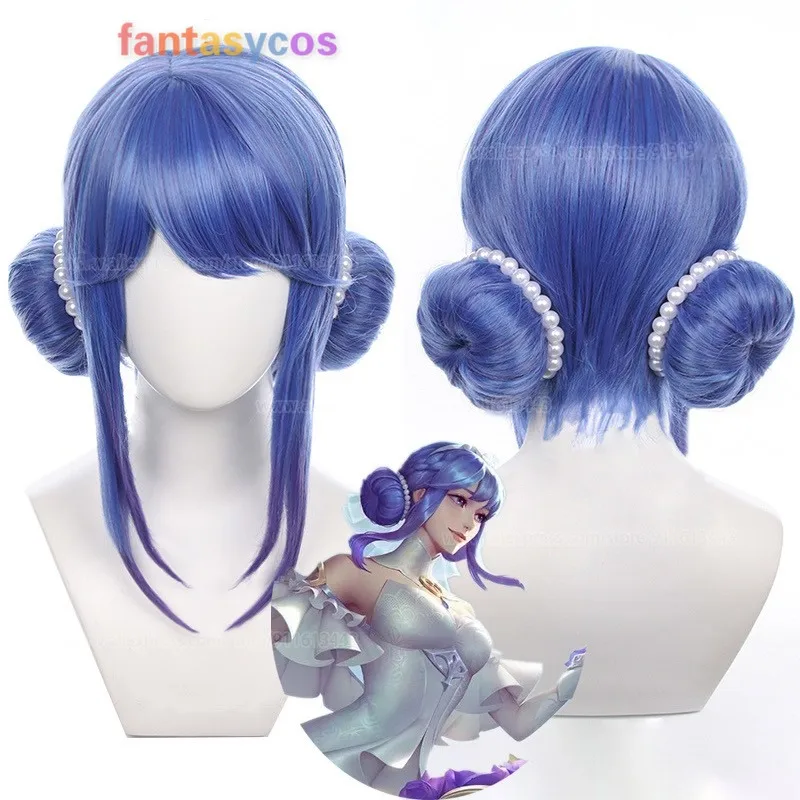 Парик для косплея Лола Сона Блестящий розовый синий фиолетовый короткий пучок волос термостойкий для ролевых игр костюм на Хэллоуин + шапочка для парика