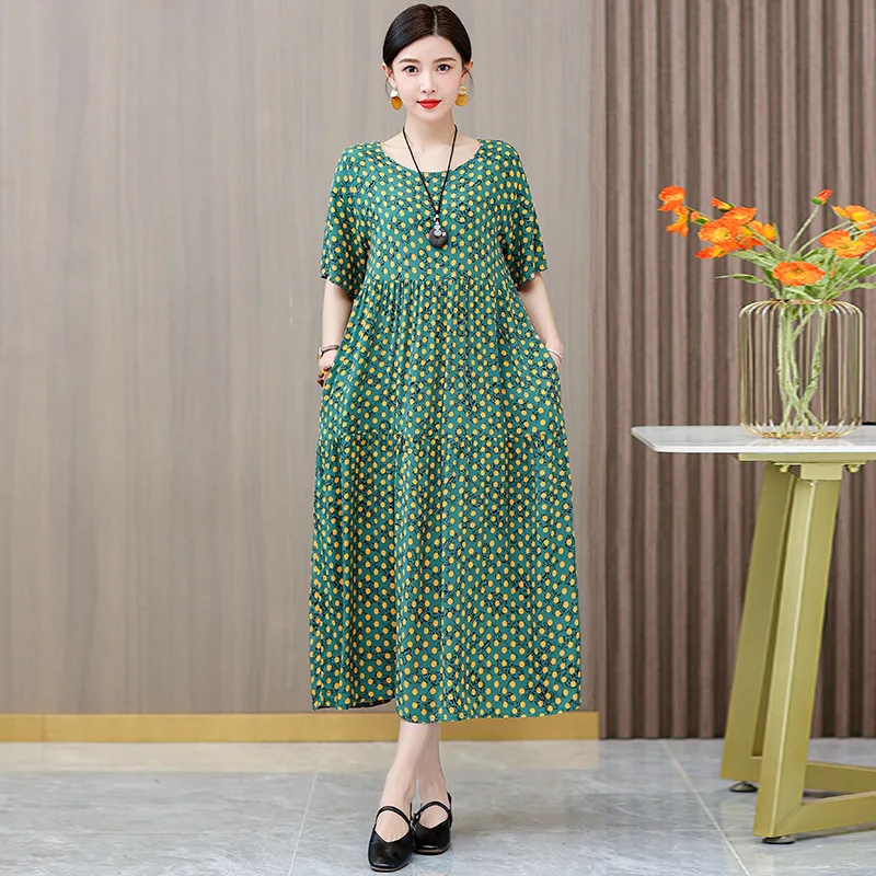 Фото XL-5XL винтажное женское ночное платье с принтом, ночная рубашка с короткими рукавами для отдыха, большие размеры, ночные рубашки для мам, домашняя одежда, женская ночная рубашка №5