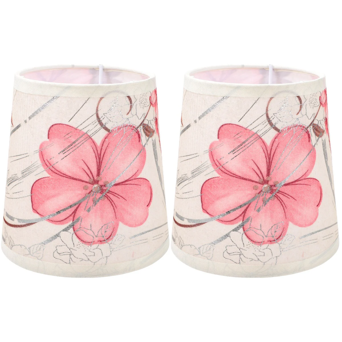 

2pcs Household Cloth Lampshade Ornamental Flower Pattern Lampshade Table Lamp Cover Replacement